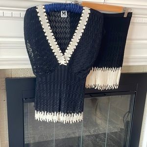 Missoni 2 piece knit top (40) and mini skirt (38) black and cream